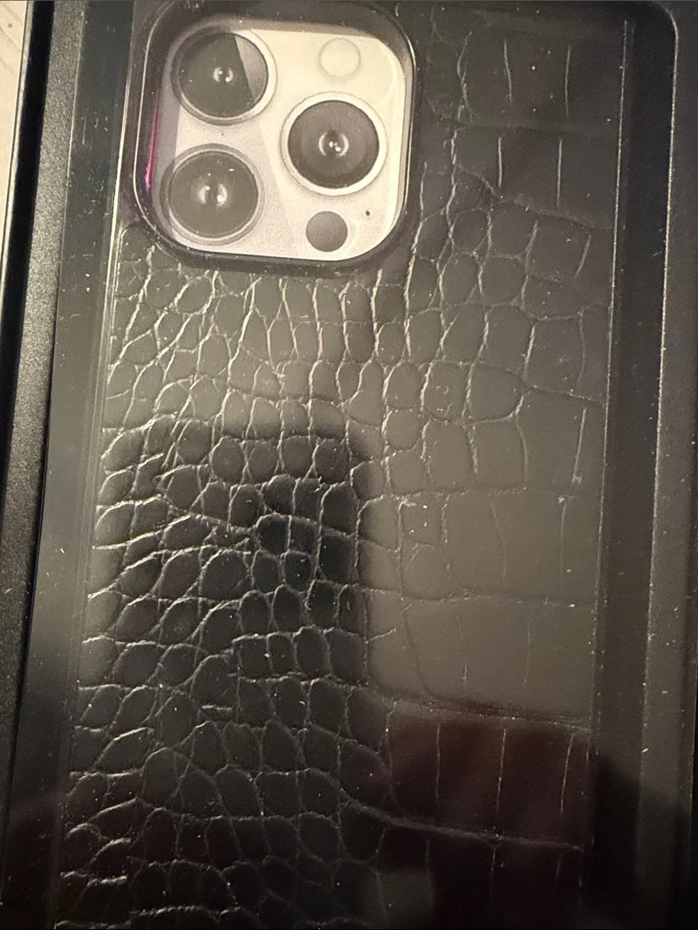 iPhone 14 Pro Max Black Croc-Texture Protective Phone Case